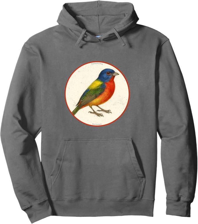 Retro Painted Bunting Hoodie – Vintage Bird Design Sweatshirt