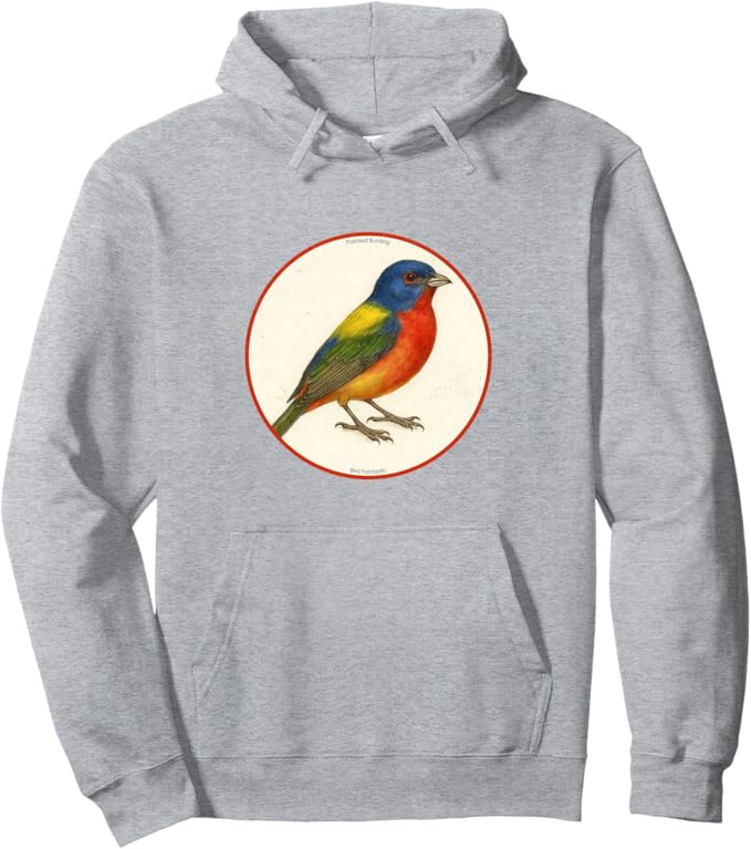Retro Painted Bunting Hoodie – Vintage Bird Design Sweatshirt