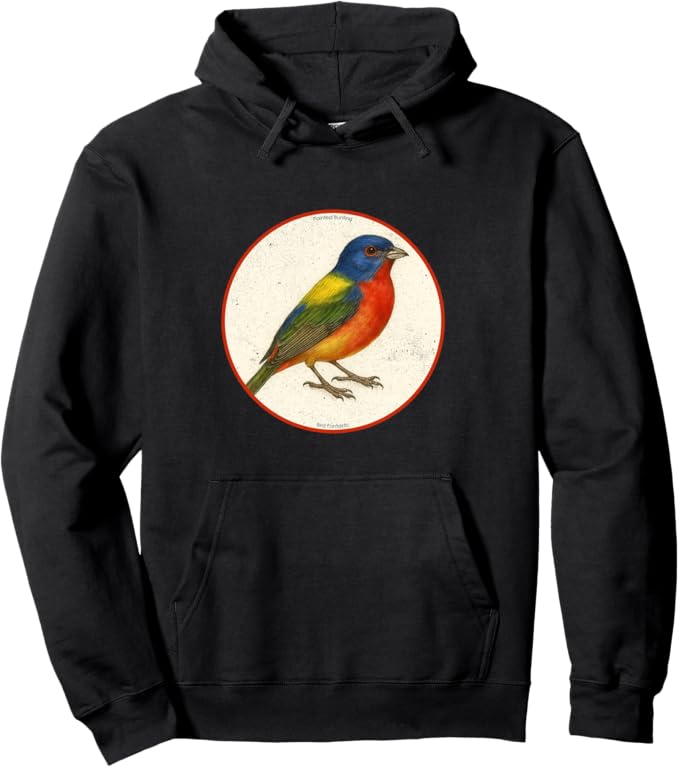 Retro Painted Bunting Hoodie – Vintage Bird Design Sweatshirt