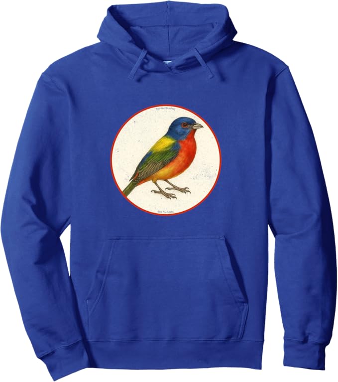 Retro Painted Bunting Hoodie – Vintage Bird Design Sweatshirt