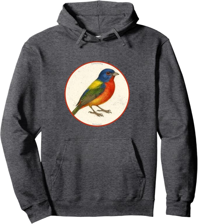 Retro Painted Bunting Hoodie – Vintage Bird Design Sweatshirt
