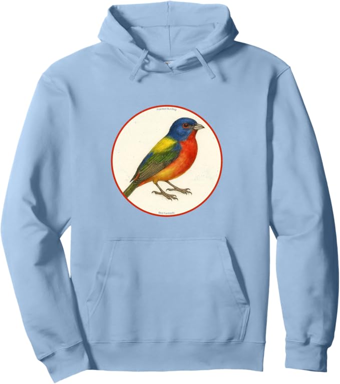 Retro Painted Bunting Hoodie – Vintage Bird Design Sweatshirt