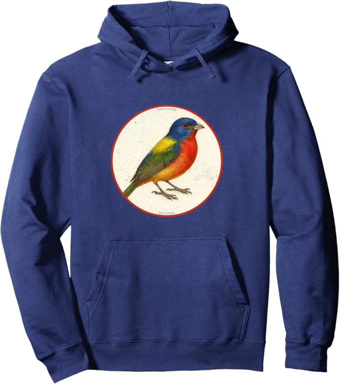 Retro Painted Bunting Hoodie – Vintage Bird Design Sweatshirt