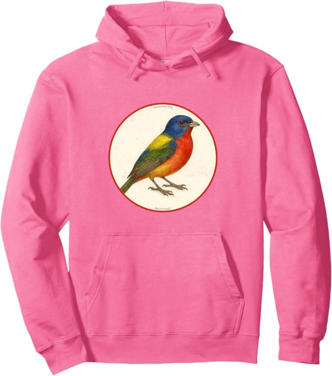 Retro Painted Bunting Hoodie – Vintage Bird Design Sweatshirt