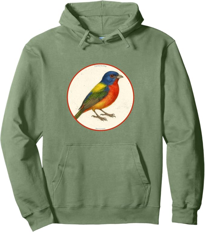 Retro Painted Bunting Hoodie – Vintage Bird Design Sweatshirt