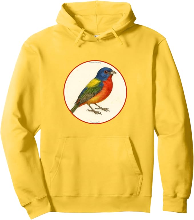 Retro Painted Bunting Hoodie – Vintage Bird Design Sweatshirt