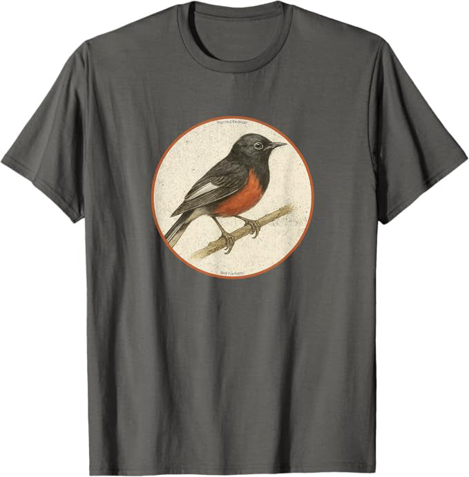 Painted Redstart T-Shirt Retro Design by Bird Fan | Birding Graphic Tee