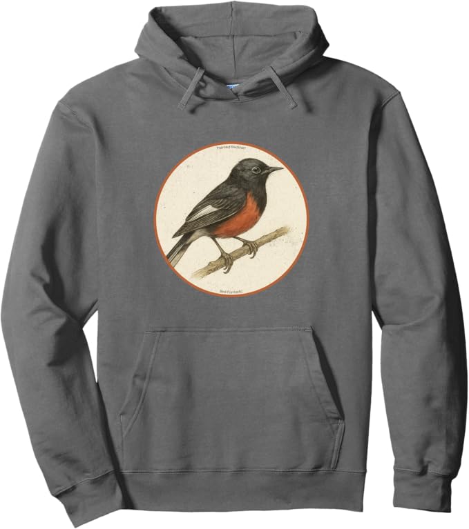Retro Painted Redstart Hoodie – Vintage Bird Design Sweatshirt