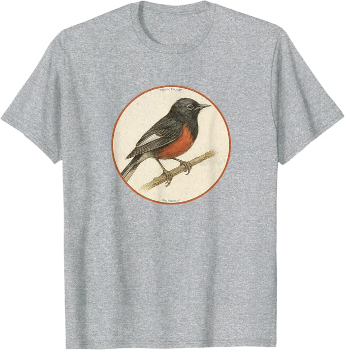 Painted Redstart T-Shirt Retro Design by Bird Fan | Birding Graphic Tee