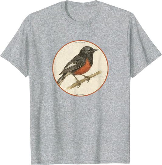 Painted Redstart T-Shirt Retro Design by Bird Fan | Birding Graphic Tee