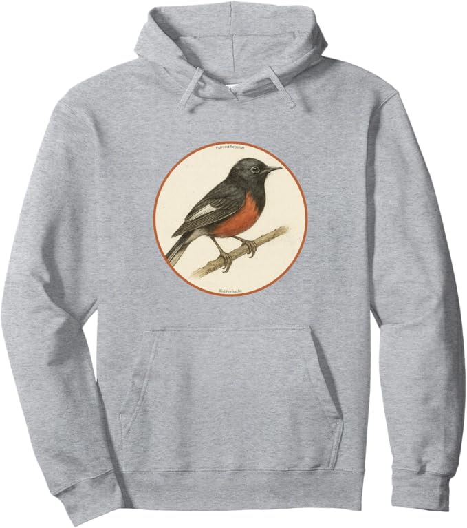 Retro Painted Redstart Hoodie – Vintage Bird Design Sweatshirt