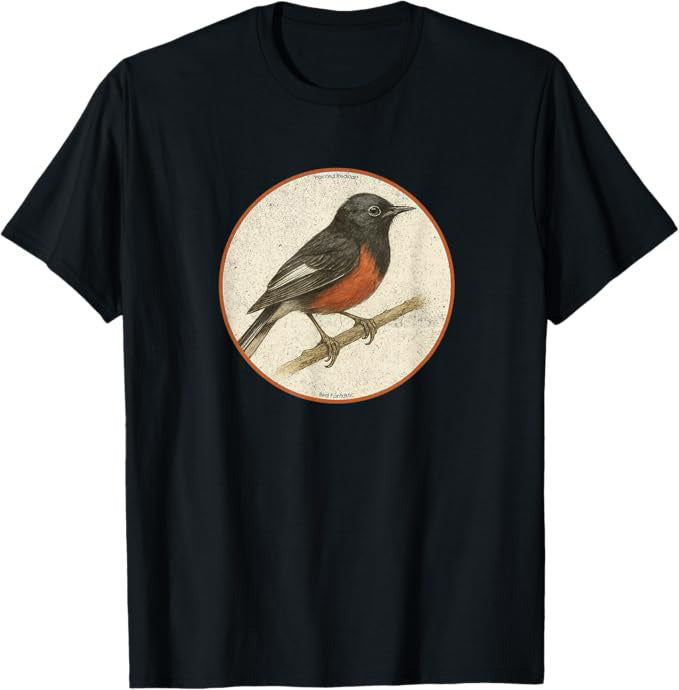 Painted Redstart T-Shirt Retro Design by Bird Fan | Birding Graphic Tee