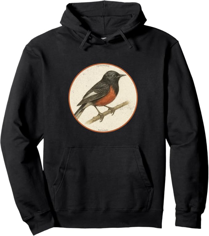 Retro Painted Redstart Hoodie – Vintage Bird Design Sweatshirt