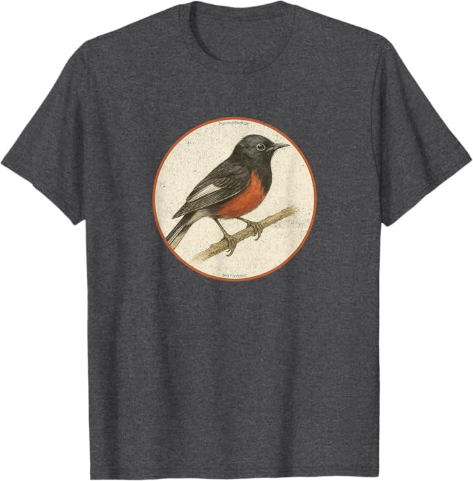 Painted Redstart T-Shirt Retro Design by Bird Fan | Birding Graphic Tee
