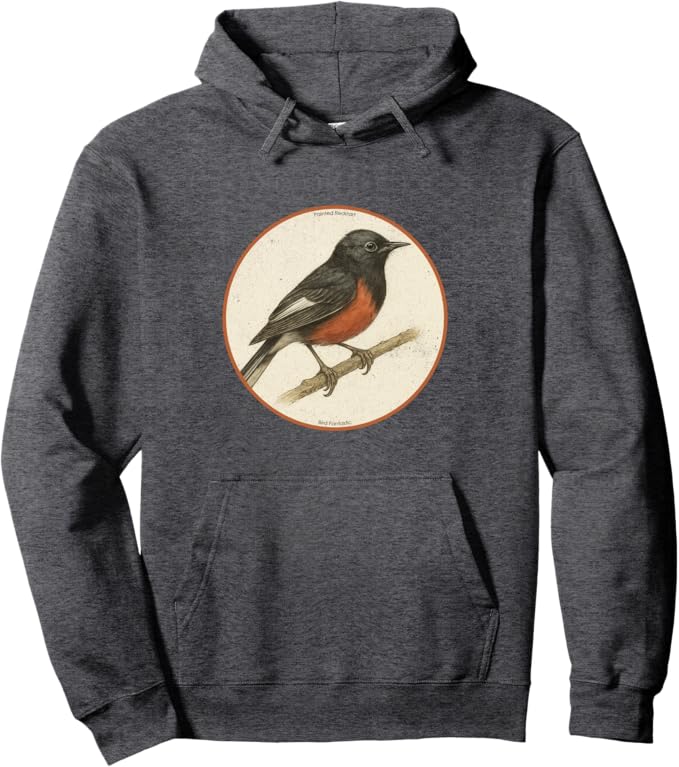 Retro Painted Redstart Hoodie – Vintage Bird Design Sweatshirt