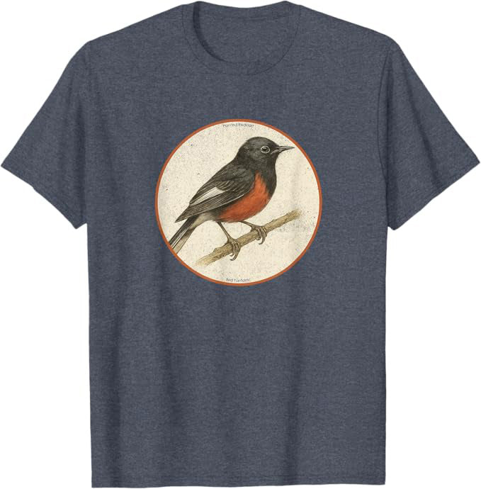 Painted Redstart T-Shirt Retro Design by Bird Fan | Birding Graphic Tee