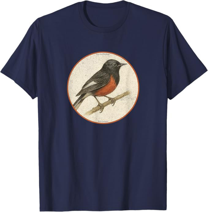 Painted Redstart T-Shirt Retro Design by Bird Fan | Birding Graphic Tee