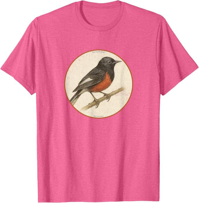 Painted Redstart T-Shirt Retro Design by Bird Fan | Birding Graphic Tee