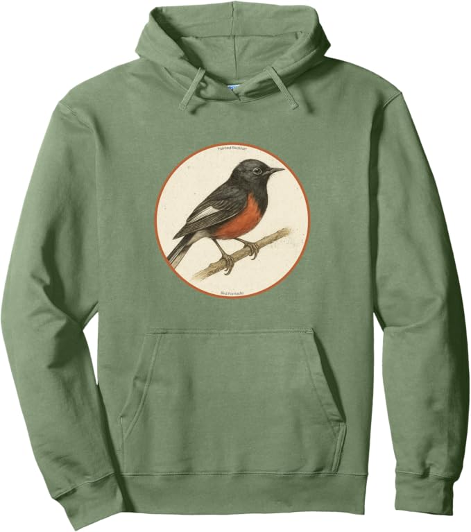 Retro Painted Redstart Hoodie – Vintage Bird Design Sweatshirt