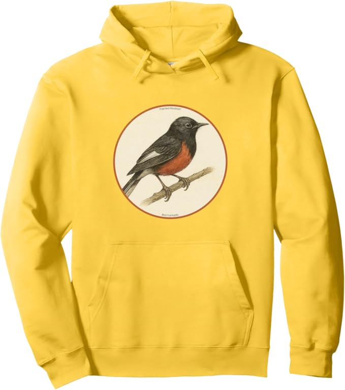 Retro Painted Redstart Hoodie – Vintage Bird Design Sweatshirt