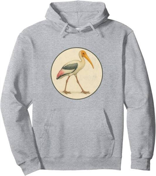 Retro Painted Stork Hoodie – Vintage Bird Design Sweatshirt