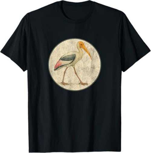 Painted Stork T-Shirt Retro Design by Bird.fan