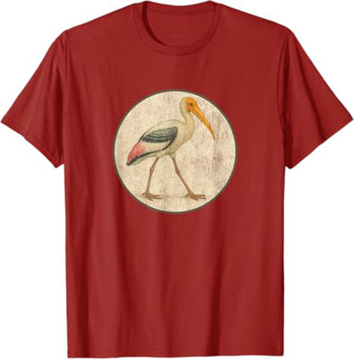 Painted Stork T-Shirt Retro Design by Bird.fan