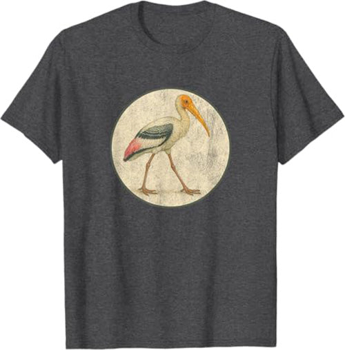 Painted Stork T-Shirt Retro Design by Bird.fan