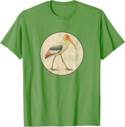Painted Stork T-Shirt Retro Design by Bird.fan