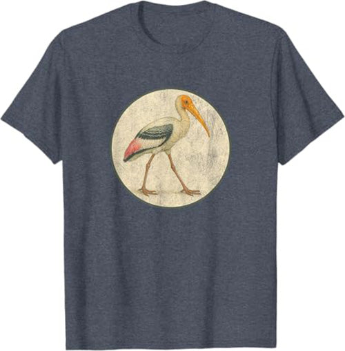 Painted Stork T-Shirt Retro Design by Bird.fan