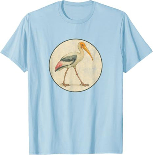 Painted Stork T-Shirt Retro Design by Bird.fan