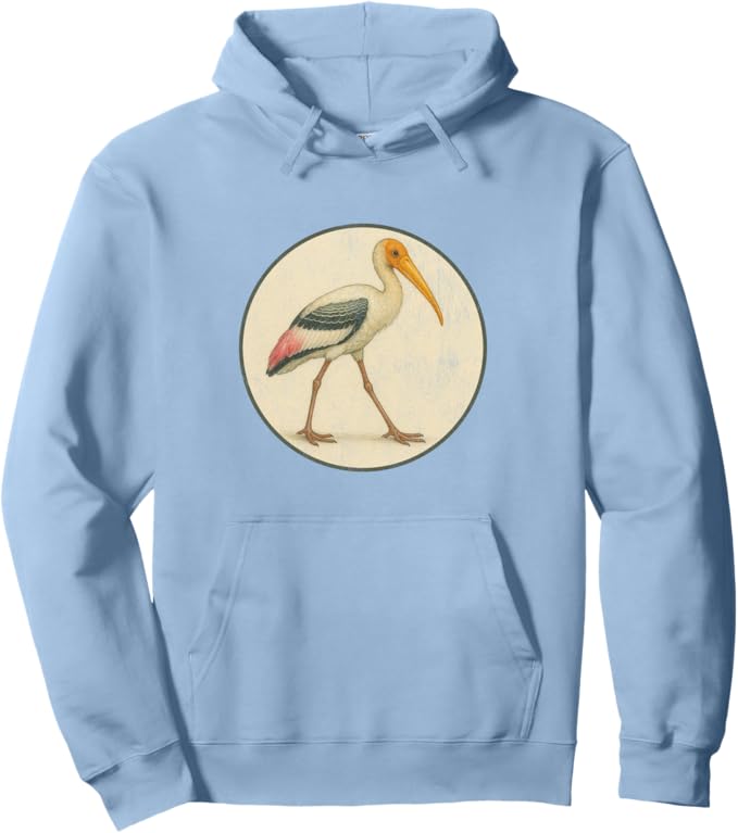 Retro Painted Stork Hoodie – Vintage Bird Design Sweatshirt