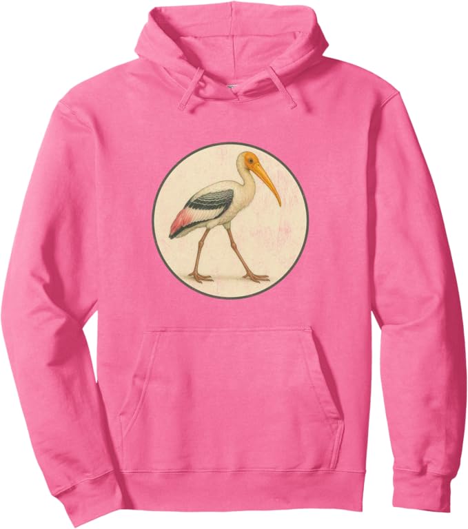 Retro Painted Stork Hoodie – Vintage Bird Design Sweatshirt