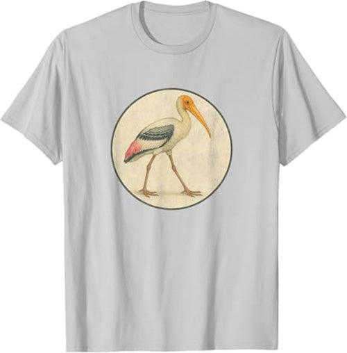 Painted Stork T-Shirt Retro Design by Bird.fan
