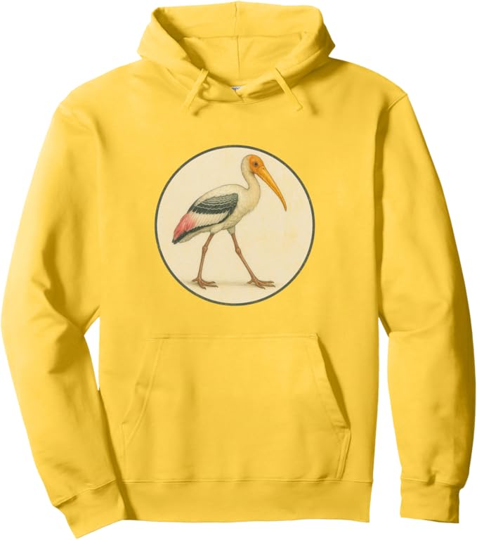 Retro Painted Stork Hoodie – Vintage Bird Design Sweatshirt
