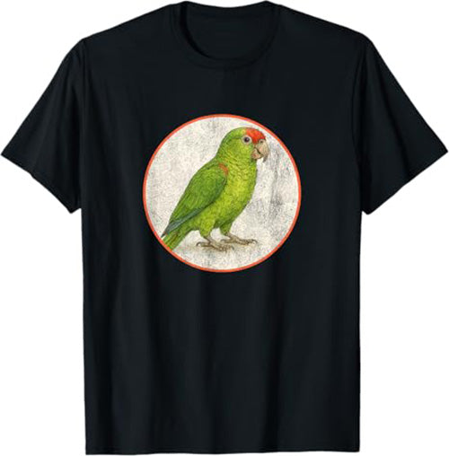 Red Crowned Parrot T-Shirt Retro Design by Bird.fan