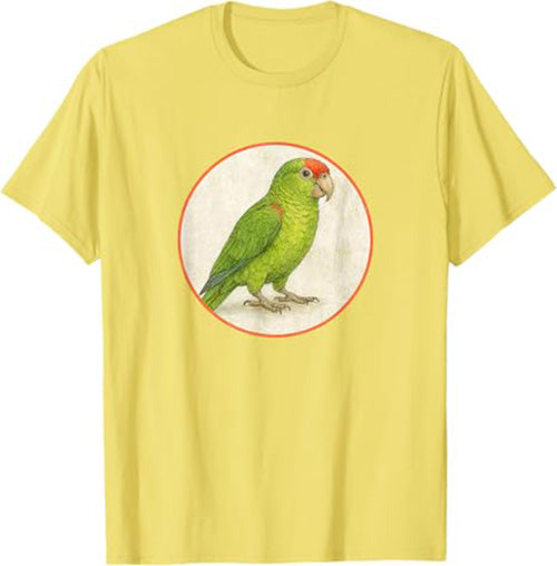 Red Crowned Parrot T-Shirt Retro Design by Bird.fan