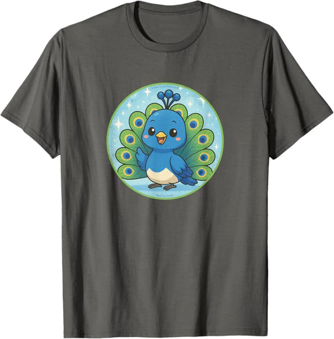 Super Cute Peacock Anime Bird Design by Bird.fan | Birding Graphic Tee
