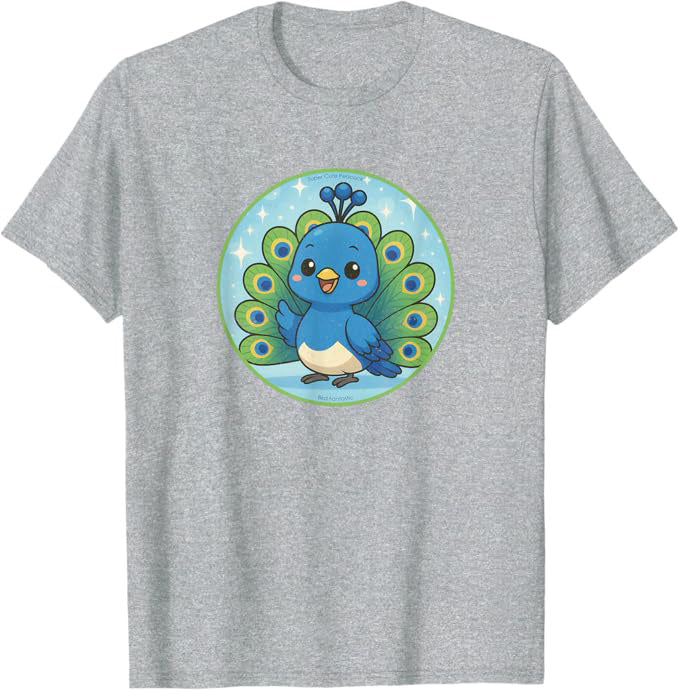 Super Cute Peacock Anime Bird Design by Bird.fan | Birding Graphic Tee