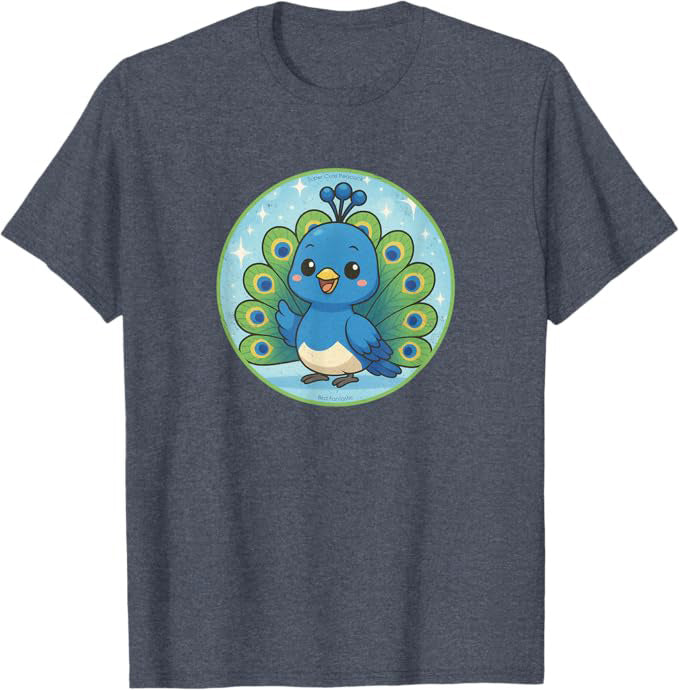 Super Cute Peacock Anime Bird Design by Bird.fan | Birding Graphic Tee