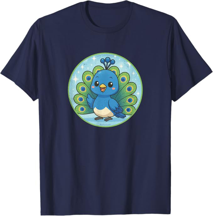 Super Cute Peacock Anime Bird Design by Bird.fan | Birding Graphic Tee