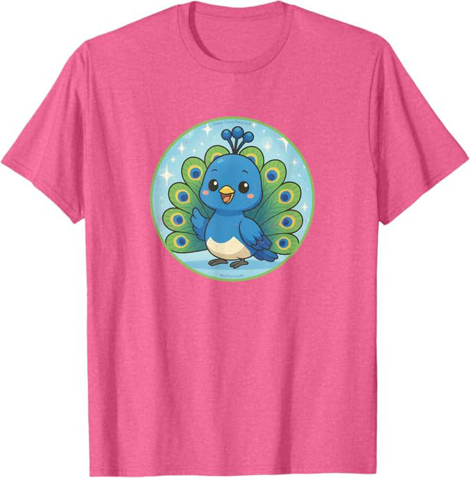 Super Cute Peacock Anime Bird Design by Bird.fan | Birding Graphic Tee