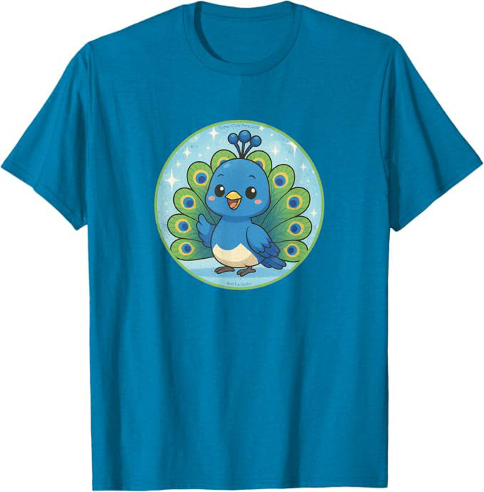 Super Cute Peacock Anime Bird Design by Bird.fan | Birding Graphic Tee
