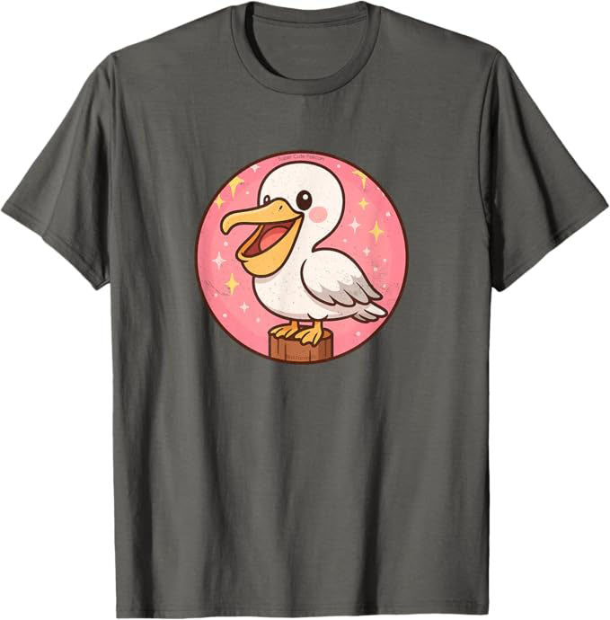 Super Cute Pelican Anime Bird Design by Bird.fan | Birding Graphic Tee