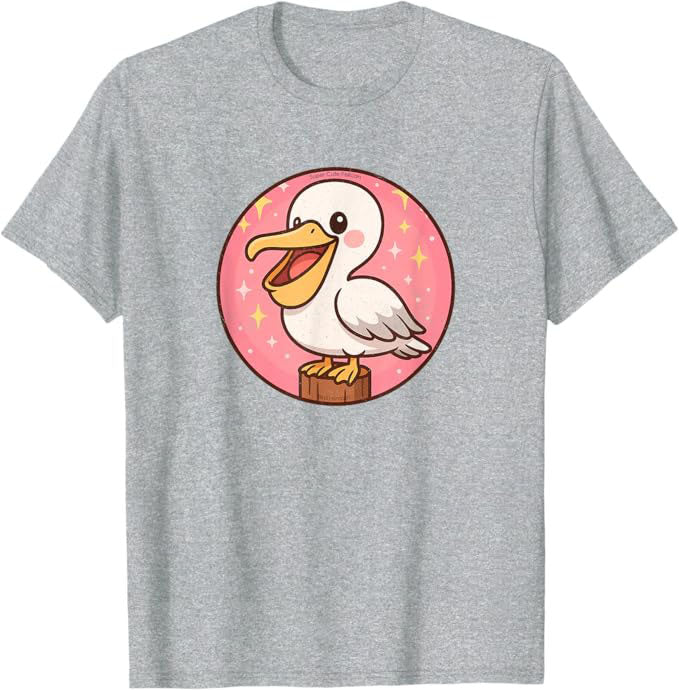 Super Cute Pelican Anime Bird Design by Bird.fan | Birding Graphic Tee