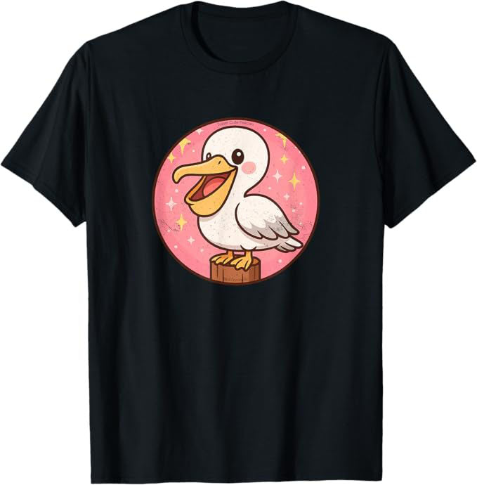 Super Cute Pelican Anime Bird Design by Bird.fan | Birding Graphic Tee