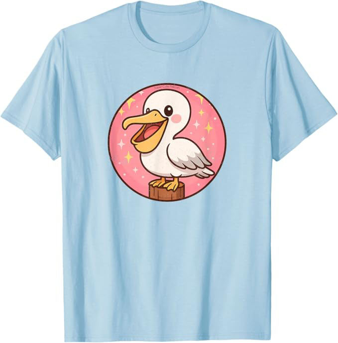 Super Cute Pelican Anime Bird Design by Bird.fan | Birding Graphic Tee