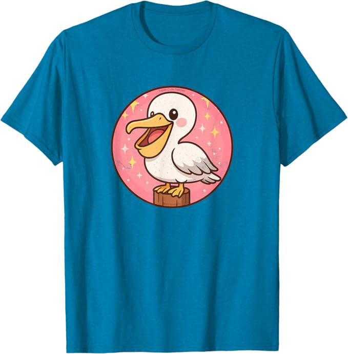 Super Cute Pelican Anime Bird Design by Bird.fan | Birding Graphic Tee