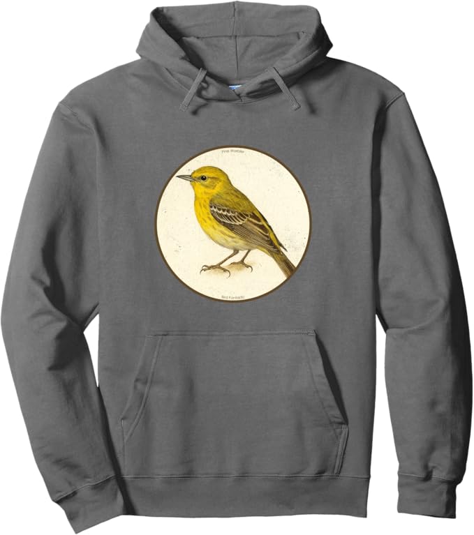 Retro Pine Warbler Hoodie – Vintage Bird Design Sweatshirt
