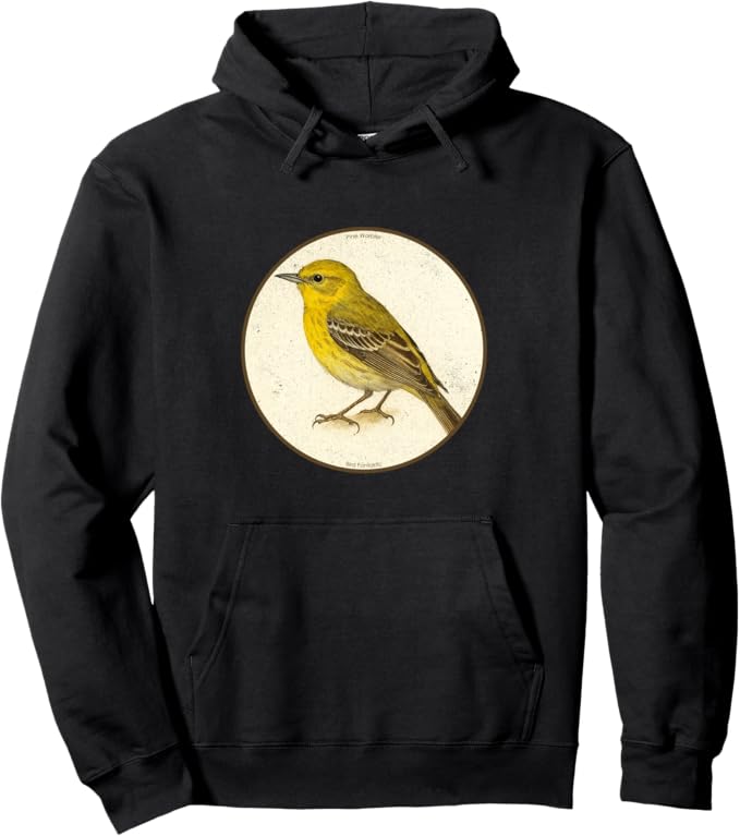 Retro Pine Warbler Hoodie – Vintage Bird Design Sweatshirt
